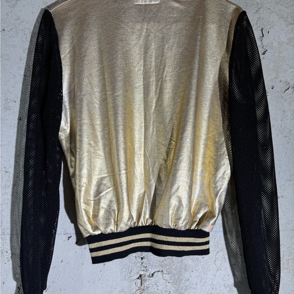 Women's Gold and Black Varsity Jacket - Picture 4 of 4